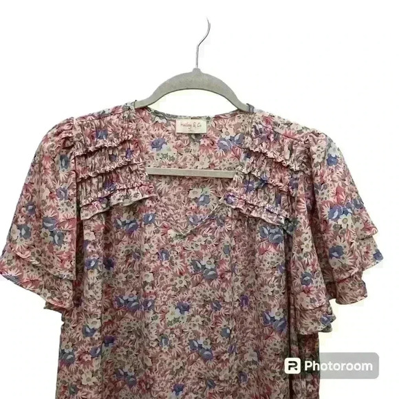 Business casual top | medium | floral print | - Picture 2 of 3